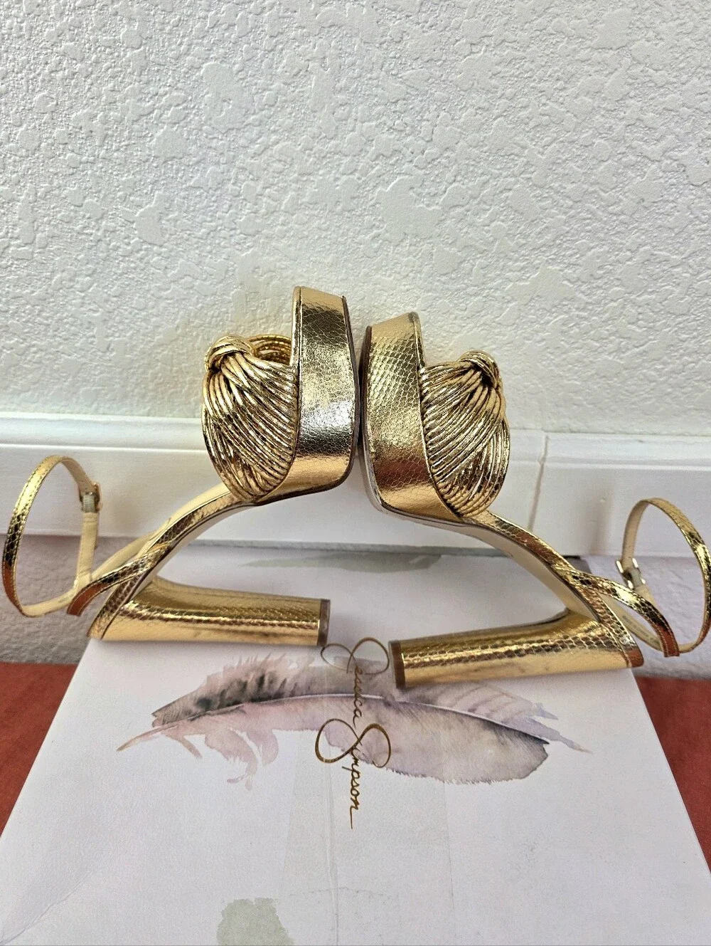 Jessica Simpson Immie Knotted Platform Sandals Gold